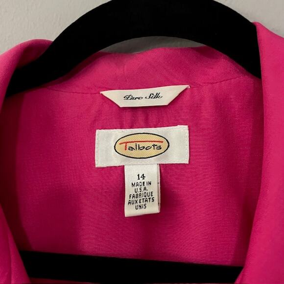 Talbots Pink Silk Dress Short Sleeve Woman Size 14 Classic Office Day/Night - Picture 4 of 6